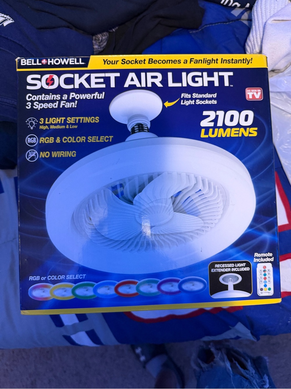 Bell + Howell Socket Air Light Fan with RGB - White